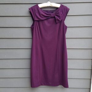 Studio One Eggplant Sheath with Bow Retro looking Dress Size 10